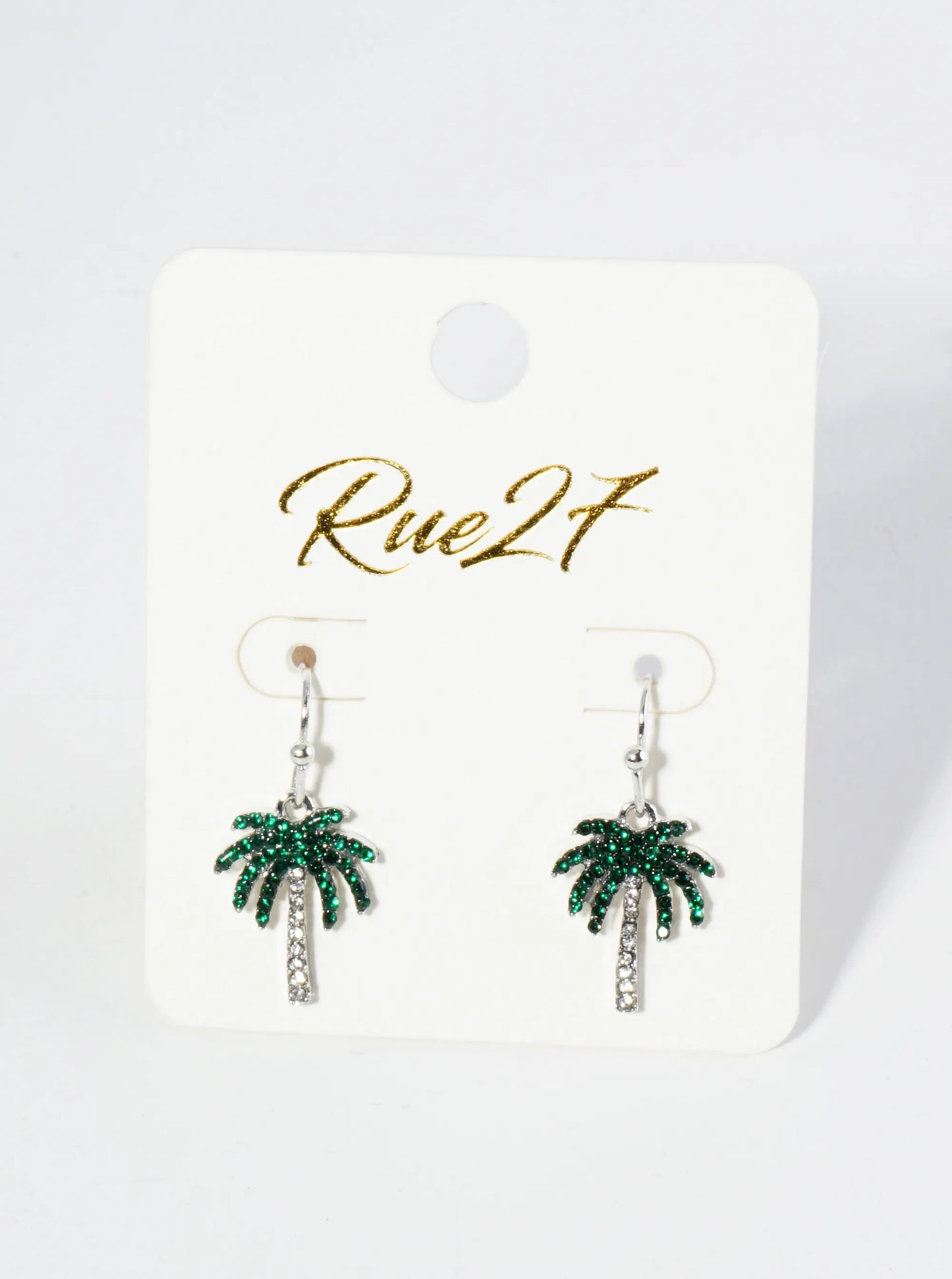 Crystal Pave Palm Tree Drop Dangle Earrings