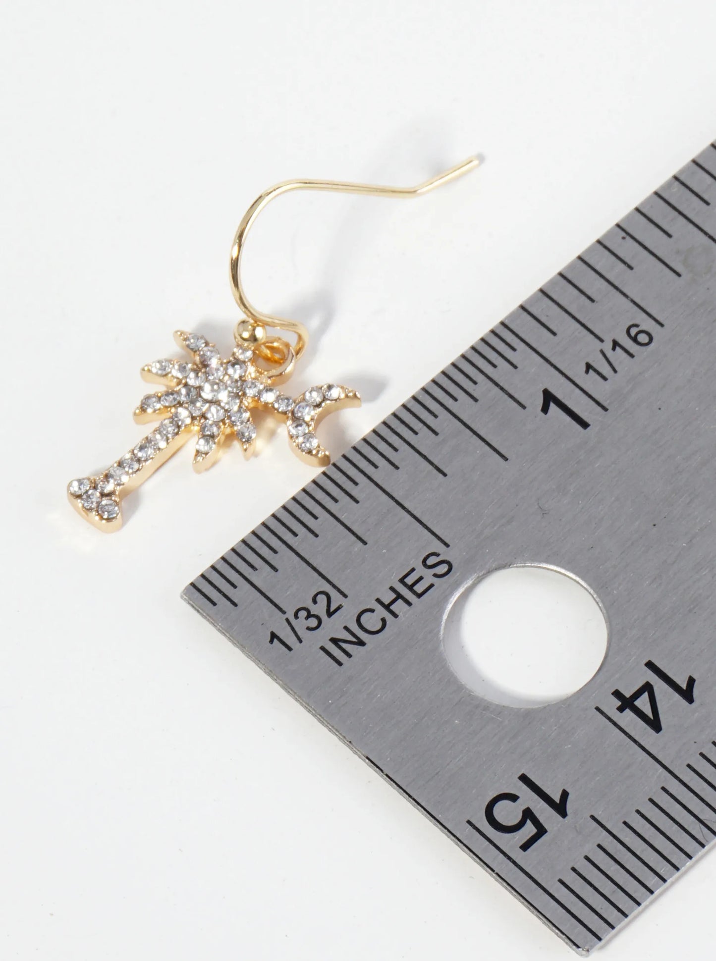 Crystal Pave Palm Tree And Moon Drop Dangle Earrings