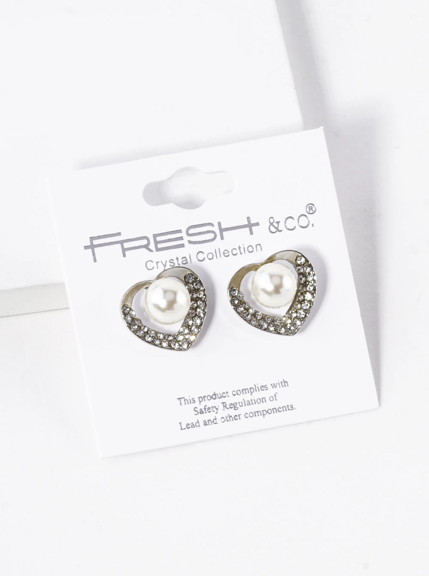 Crystal Pave Pearl Heart Stud Earrings