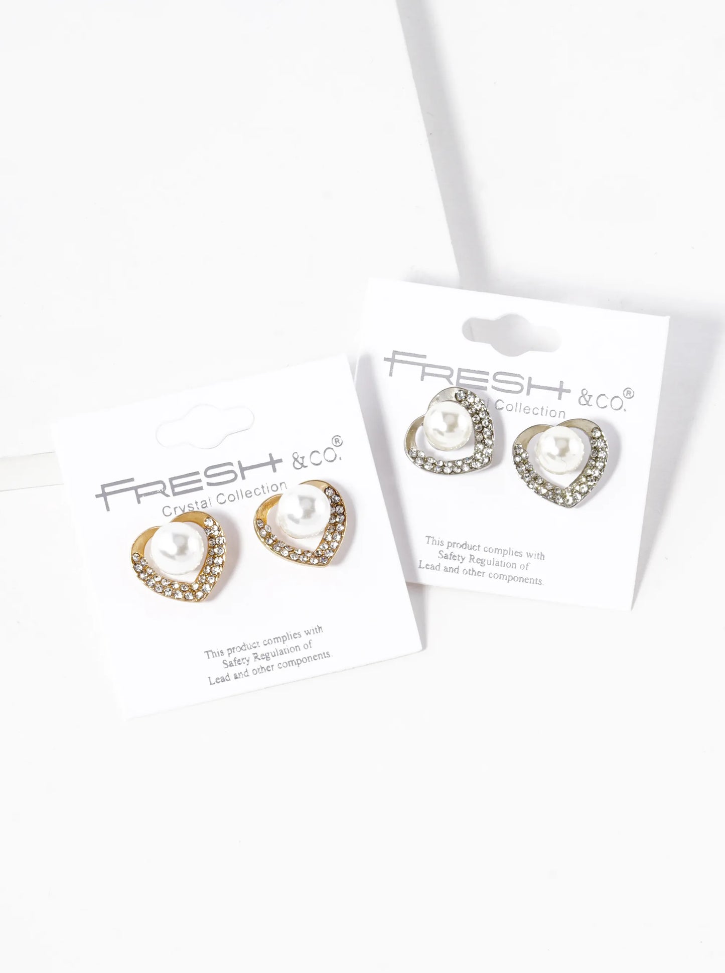 Crystal Pave Pearl Heart Stud Earrings