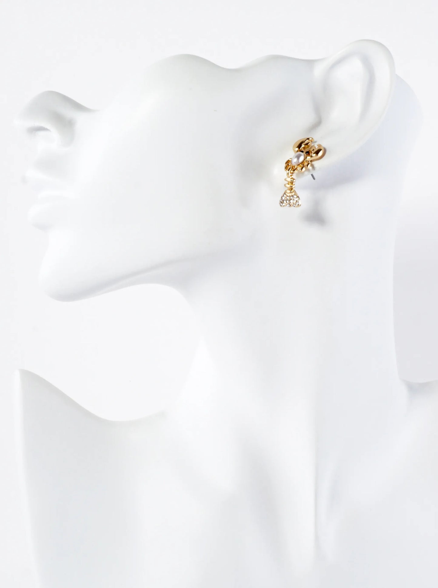 Crystal-Pave Pearl Lobster Sea-Life Earrings
