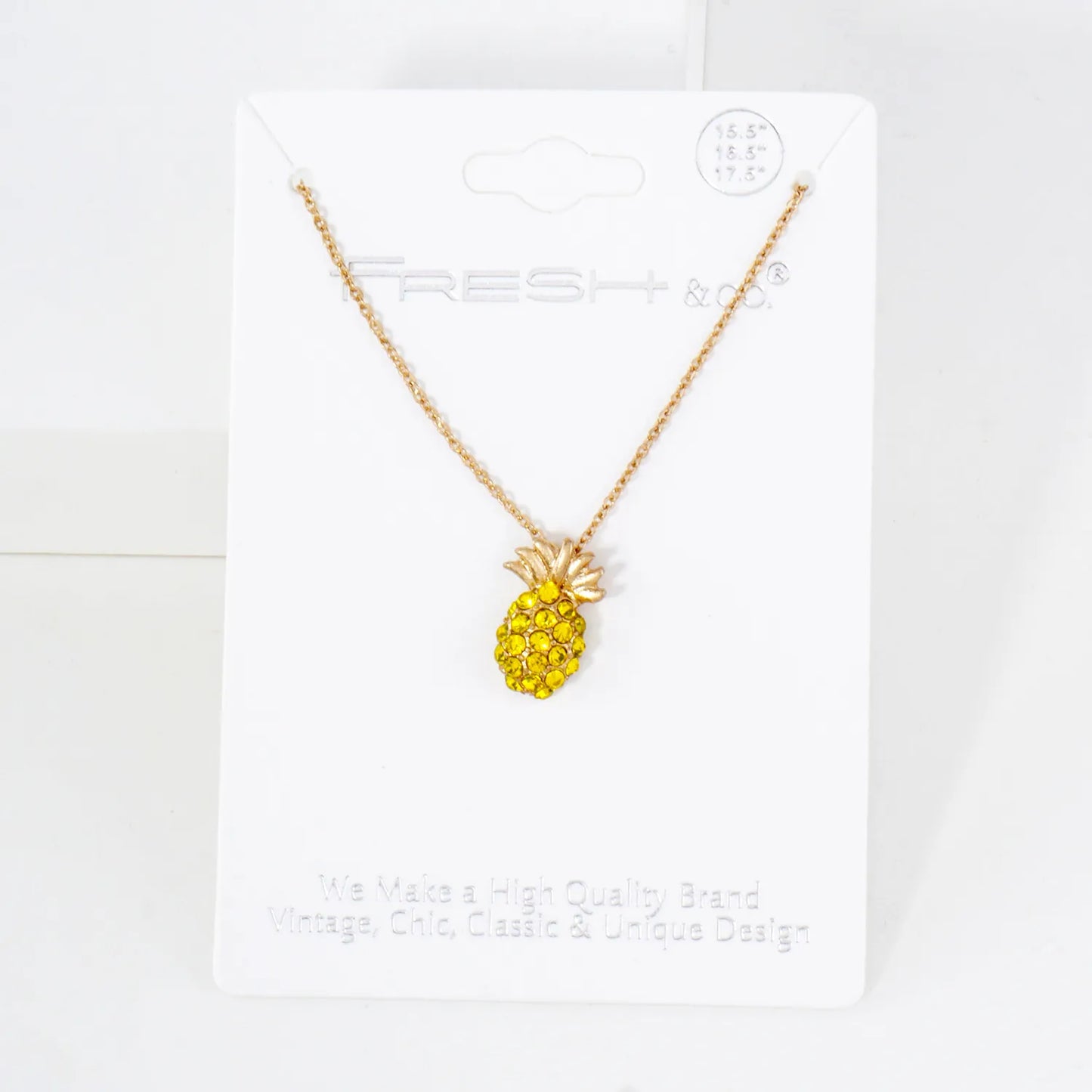 Crystal-Pave Pineapple Pendant Tropical-Theme Necklace