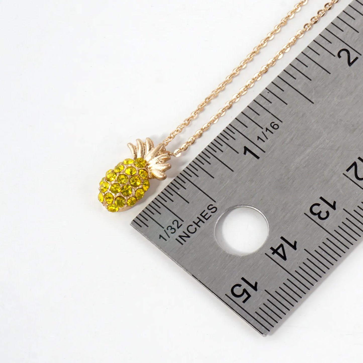 Crystal-Pave Pineapple Pendant Tropical-Theme Necklace