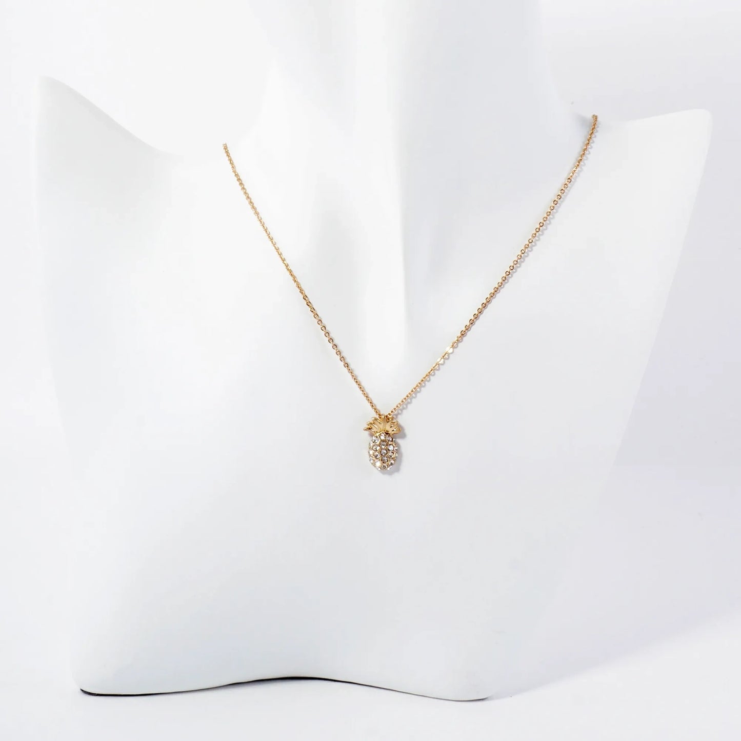 Crystal-Pave Pineapple Pendant Tropical-Theme Necklace