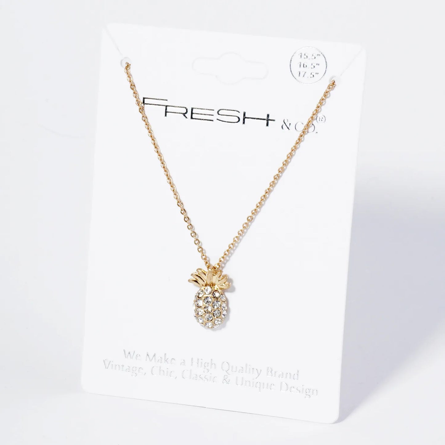 Crystal-Pave Pineapple Pendant Tropical-Theme Necklace