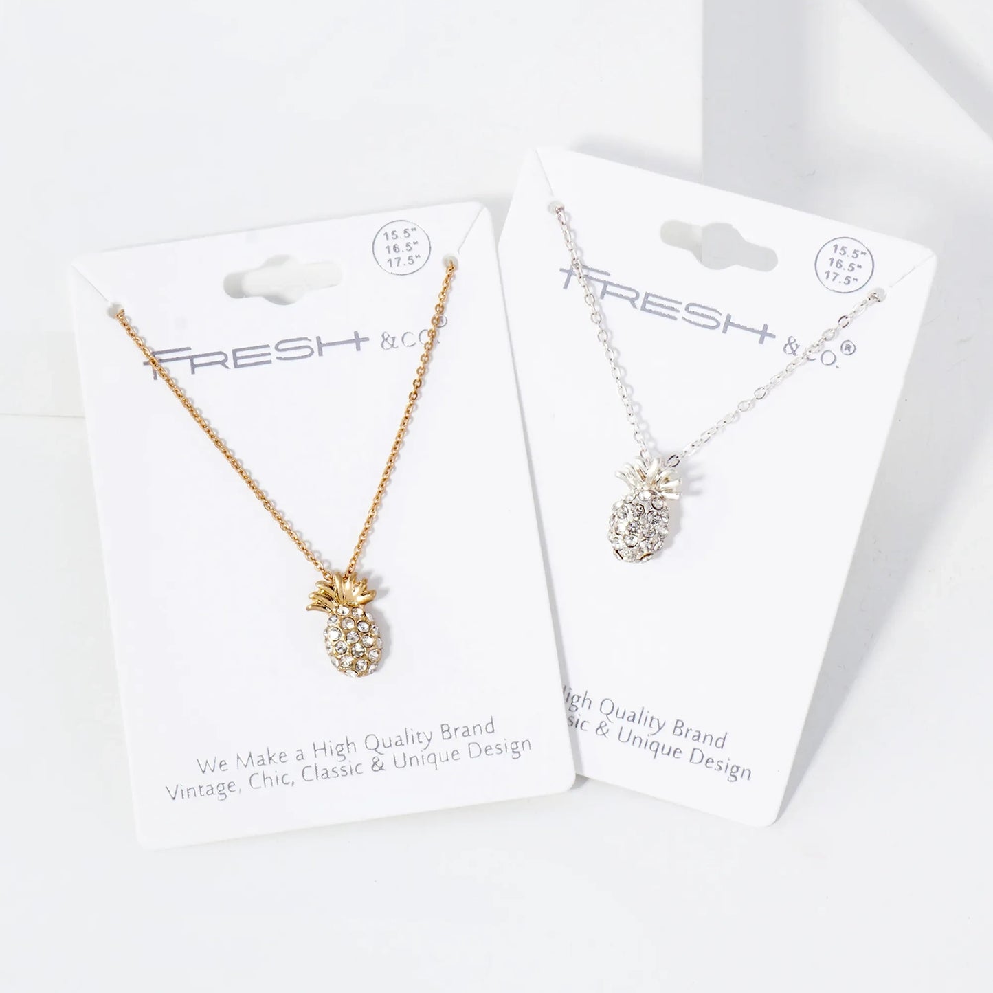 Crystal-Pave Pineapple Pendant Tropical-Theme Necklace