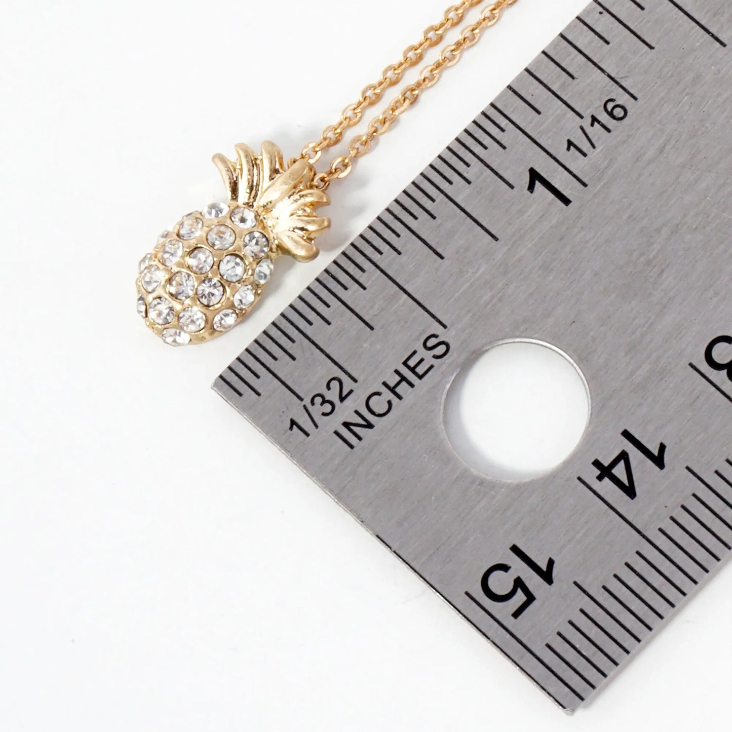 Crystal-Pave Pineapple Pendant Tropical-Theme Necklace