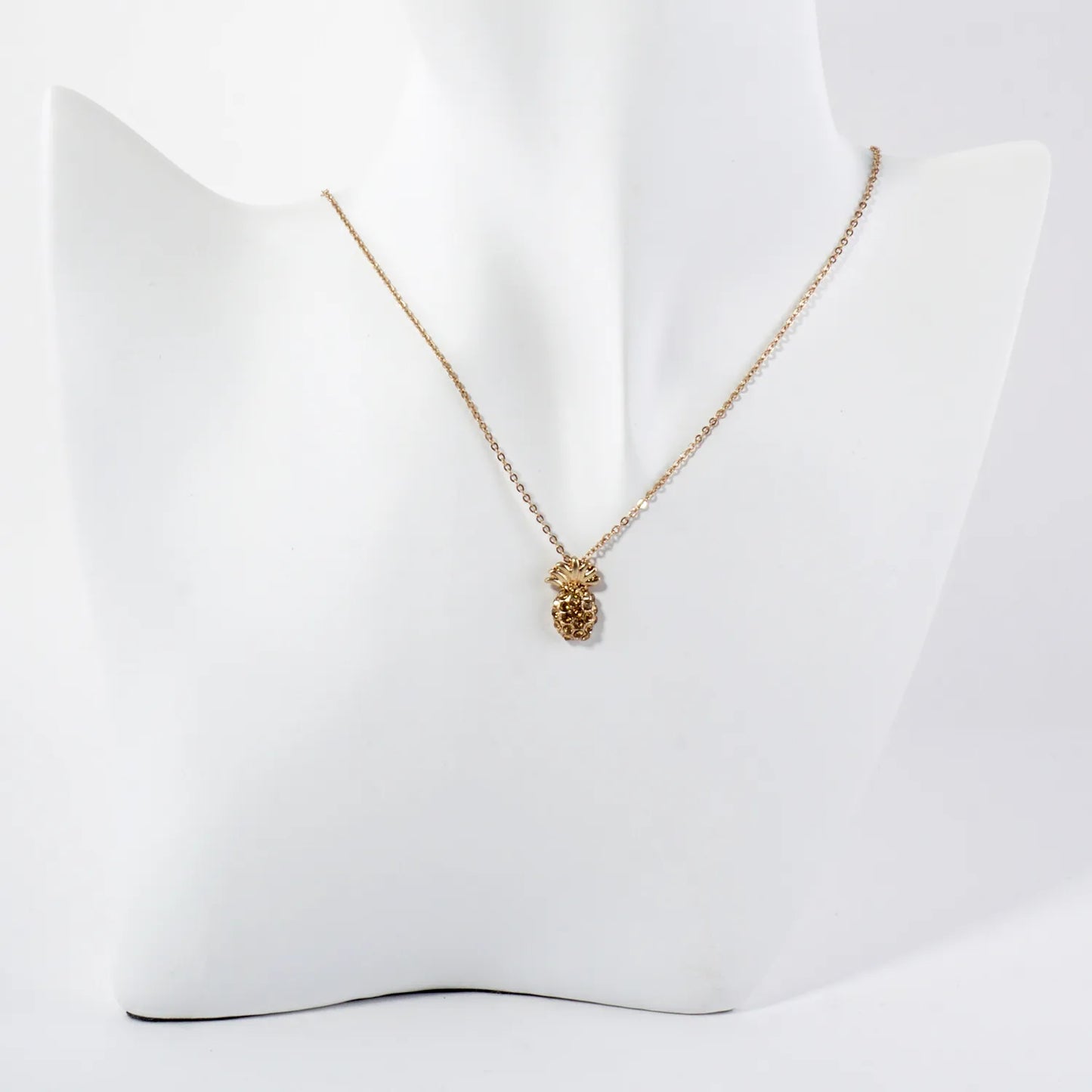 Crystal-Pave Pineapple Pendant Tropical-Theme Necklace