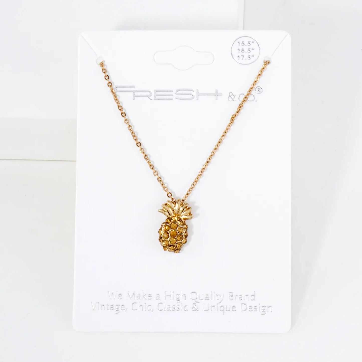 Crystal-Pave Pineapple Pendant Tropical-Theme Necklace