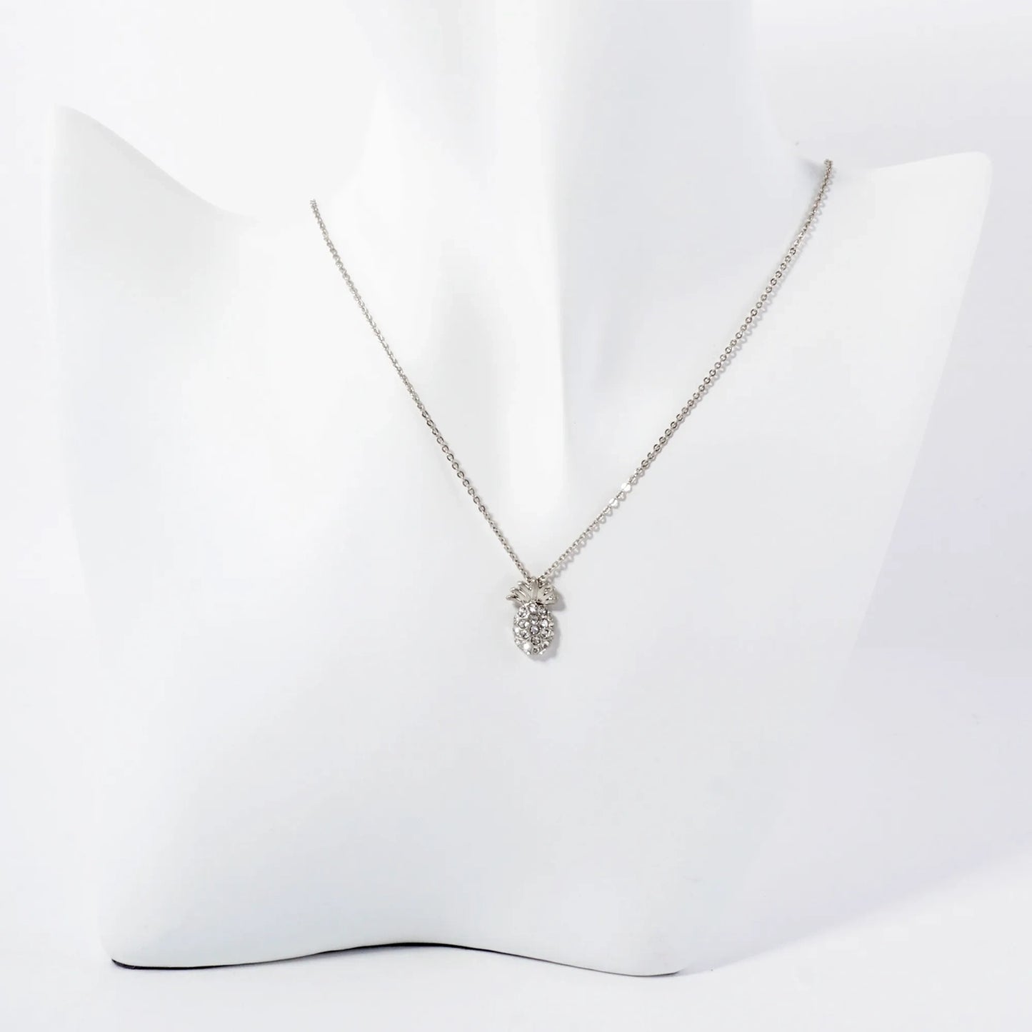 Crystal-Pave Pineapple Pendant Tropical-Theme Necklace