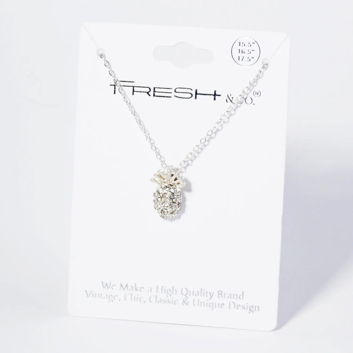 Crystal-Pave Pineapple Pendant Tropical-Theme Necklace