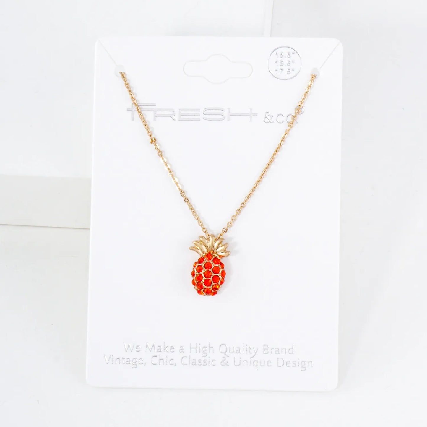 Crystal-Pave Pineapple Pendant Tropical-Theme Necklace