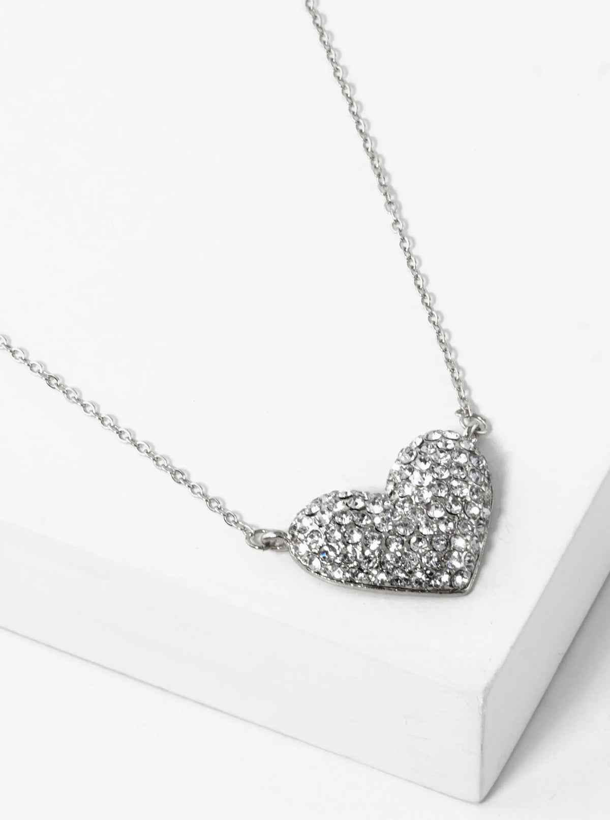 Crystal Pave Puffy Heart Pendant Necklace