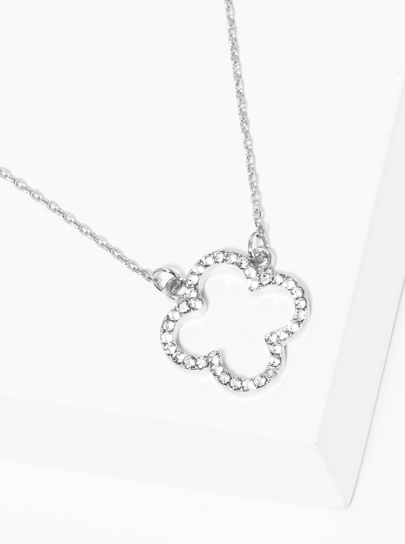 Crystal Pave Quatrefoil Pendant Necklace