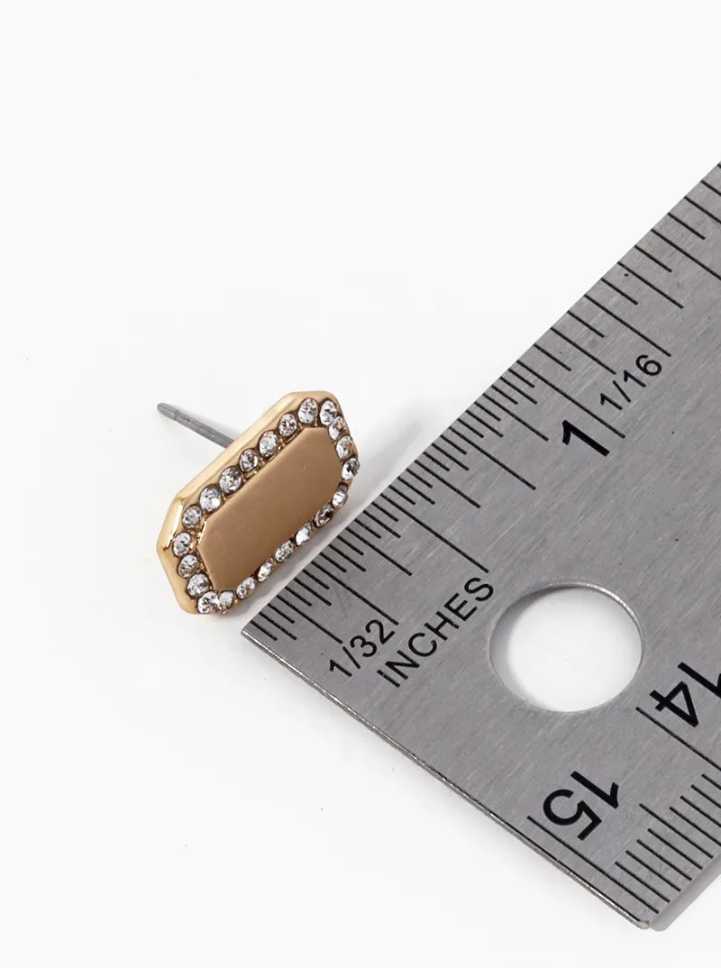 Crystal Pave Radiant Shape Stud Earrings