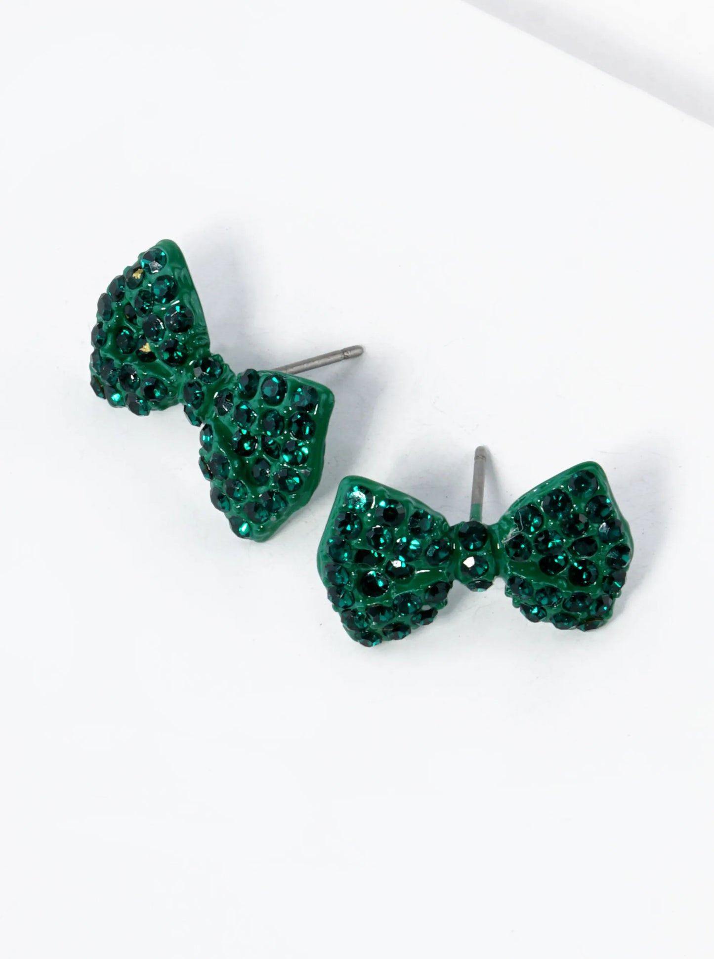 Crystal Pave Ribbon Bow Stud Earrings