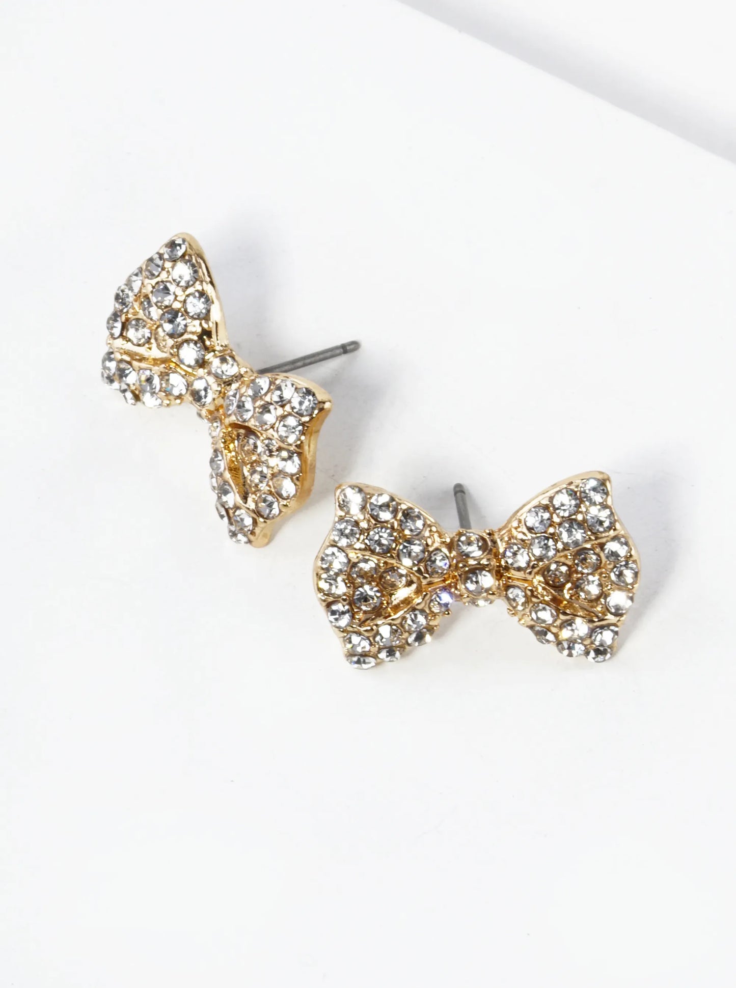 Crystal Pave Ribbon Bow Stud Earrings