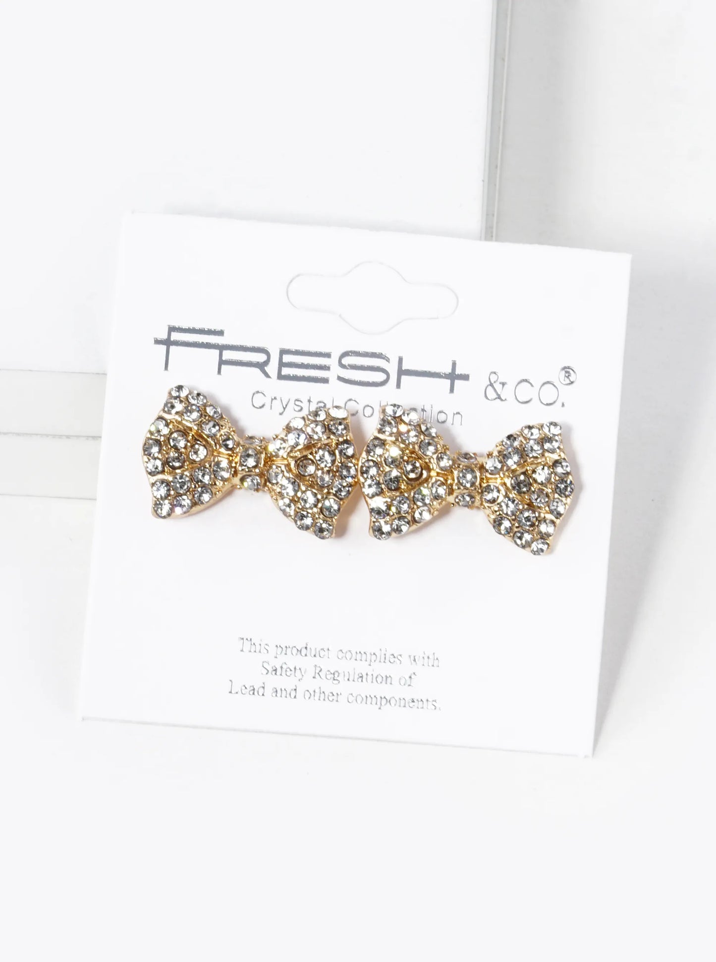 Crystal Pave Ribbon Bow Stud Earrings