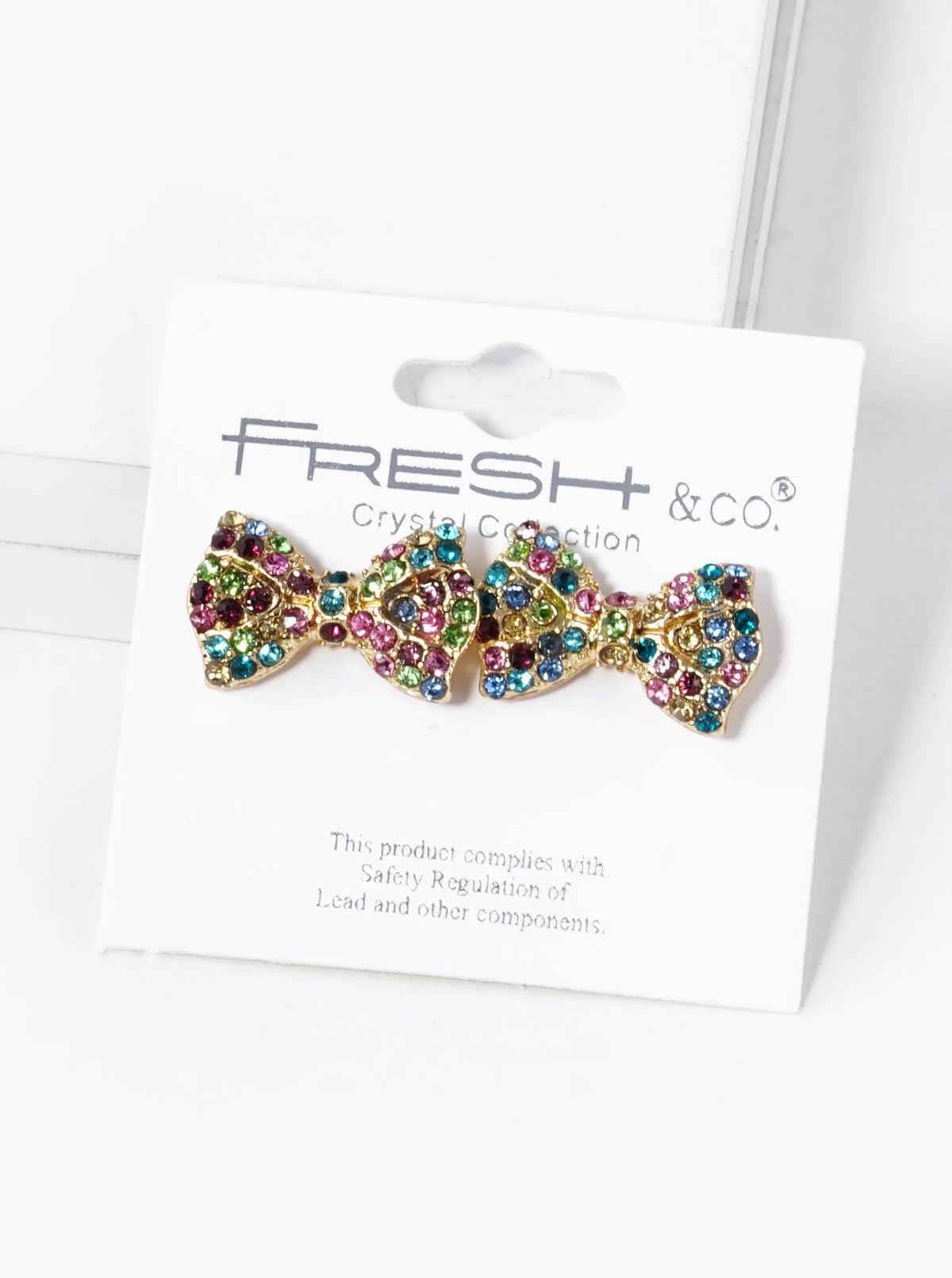 Crystal Pave Ribbon Bow Stud Earrings