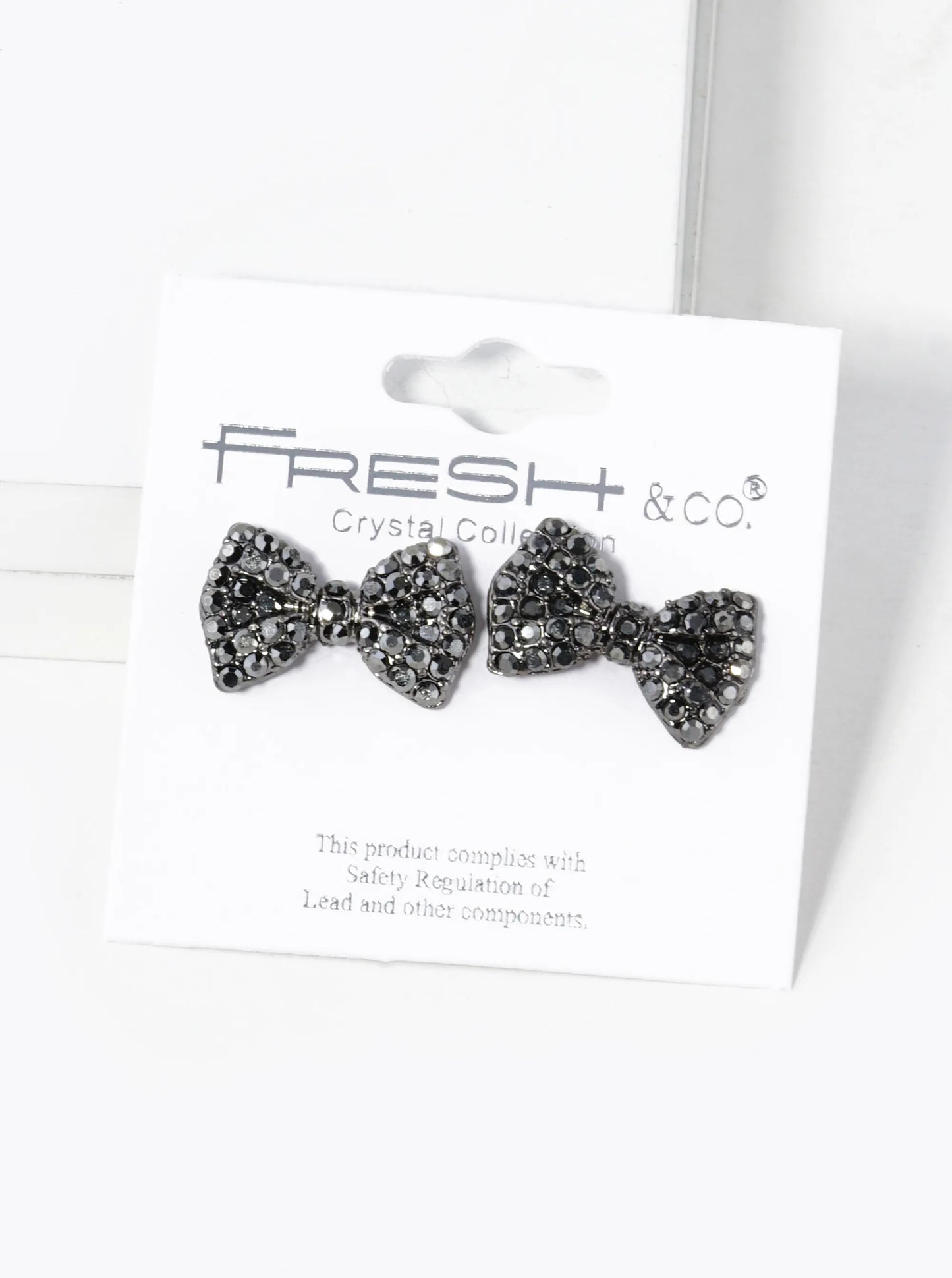 Crystal Pave Ribbon Bow Stud Earrings