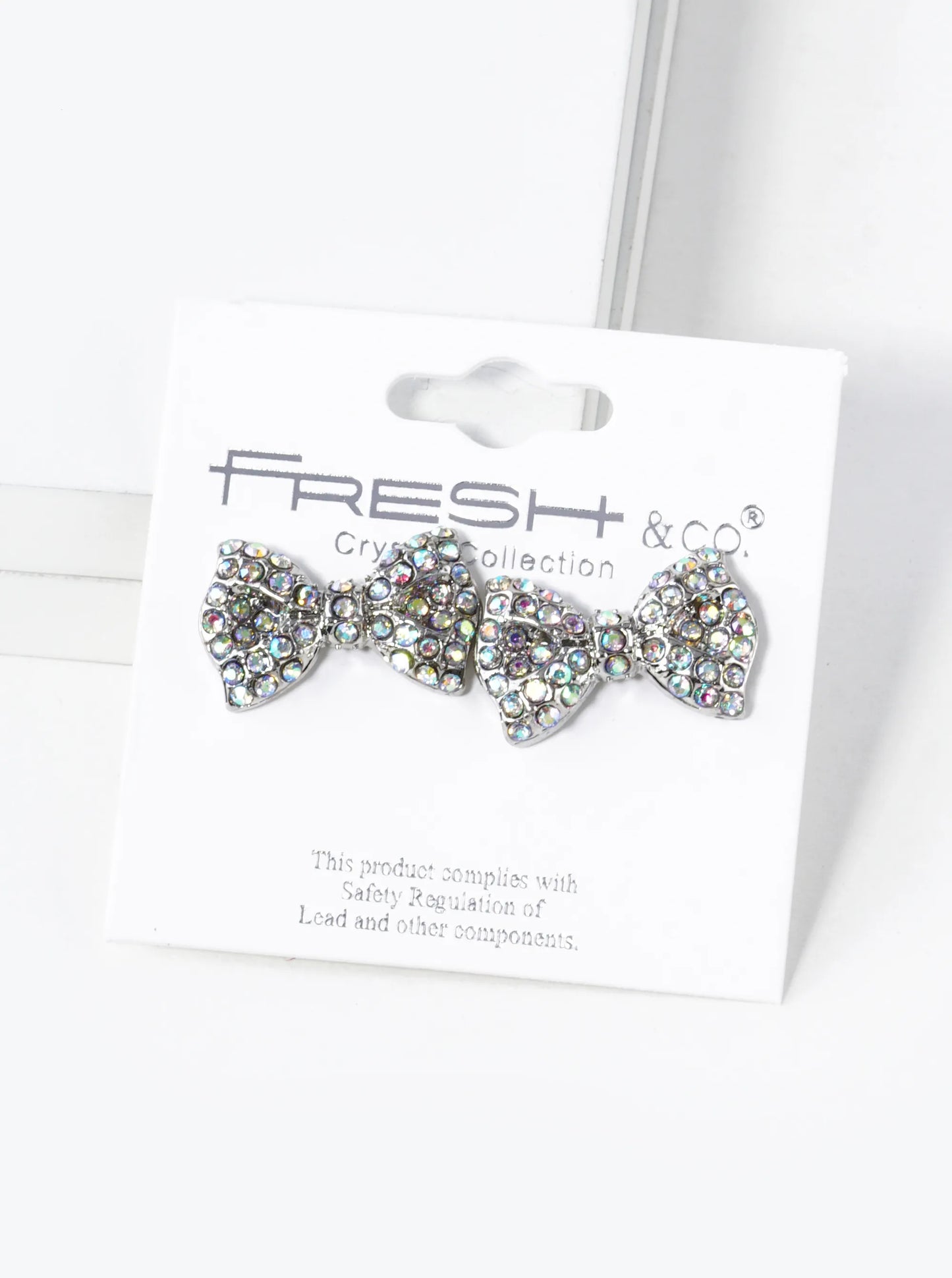 Crystal Pave Ribbon Bow Stud Earrings