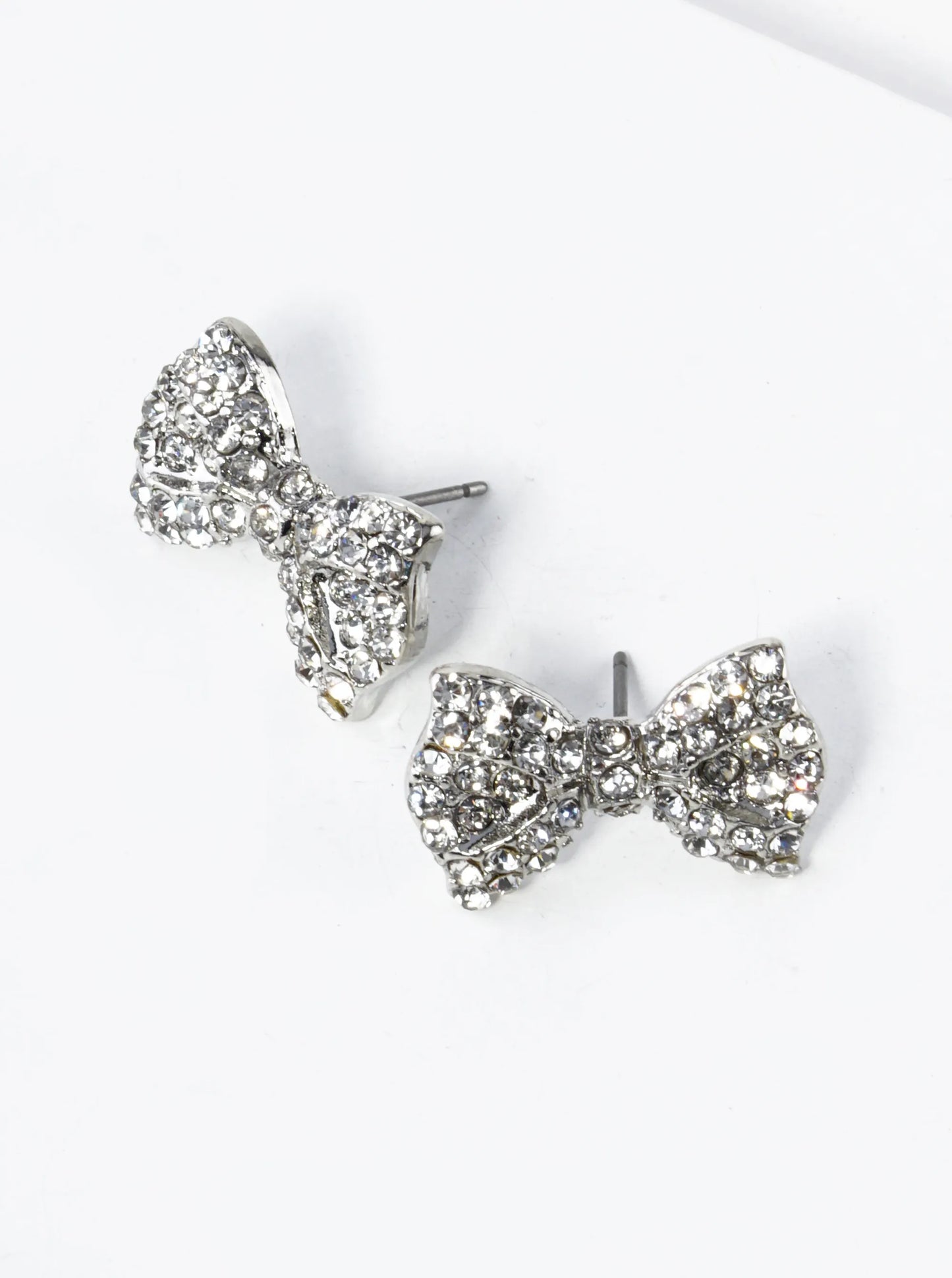Crystal Pave Ribbon Bow Stud Earrings