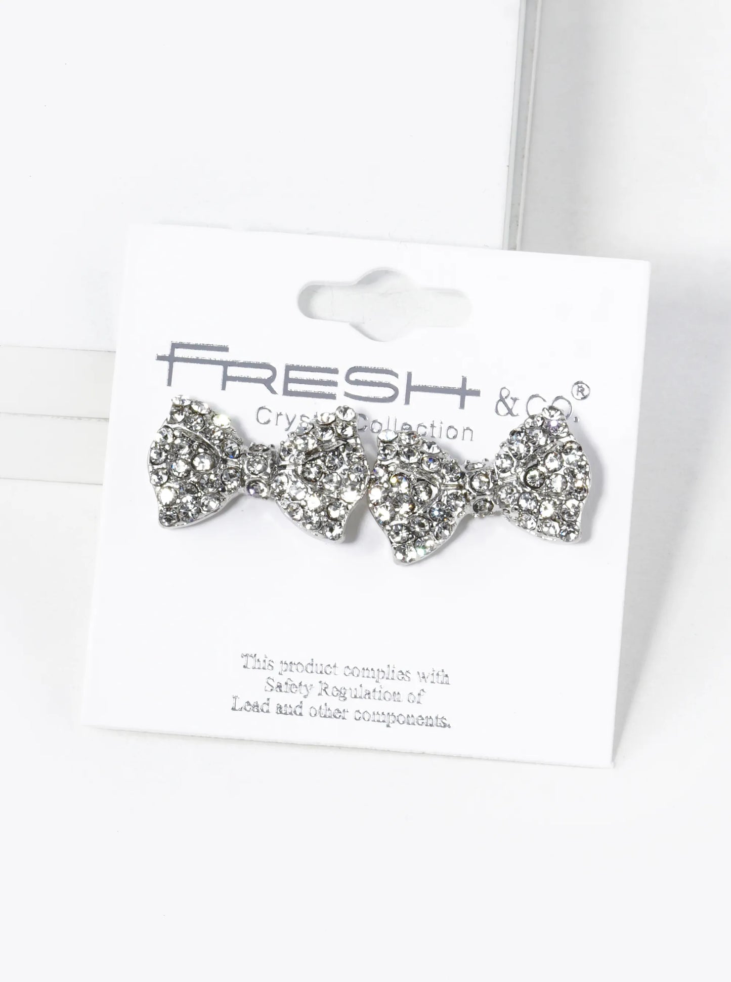 Crystal Pave Ribbon Bow Stud Earrings