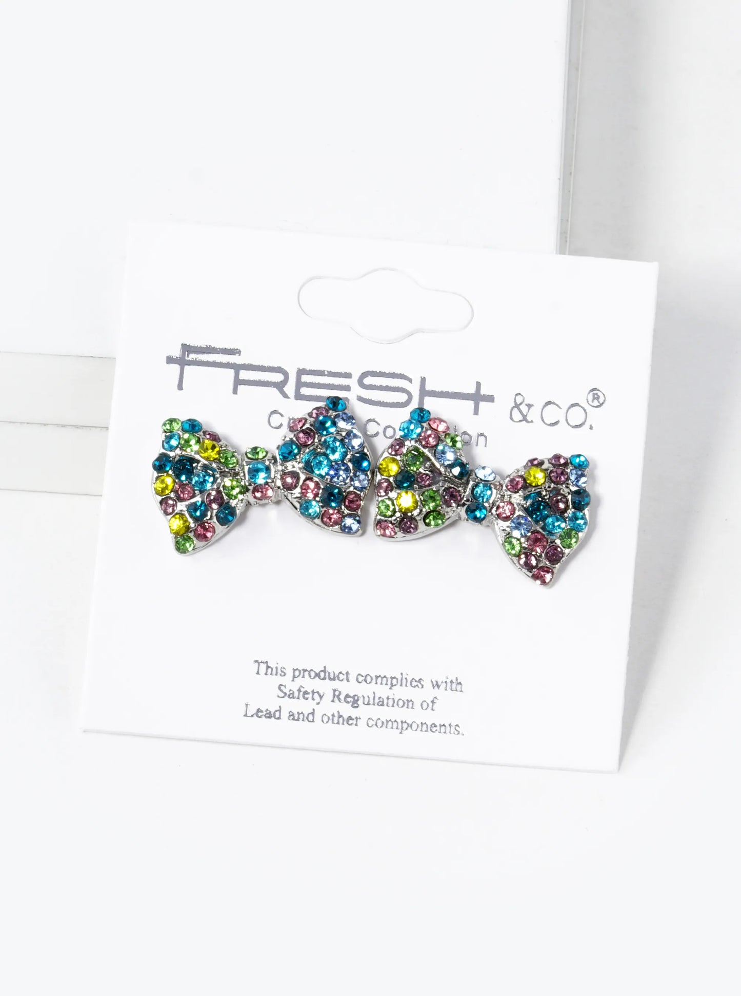 Crystal Pave Ribbon Bow Stud Earrings