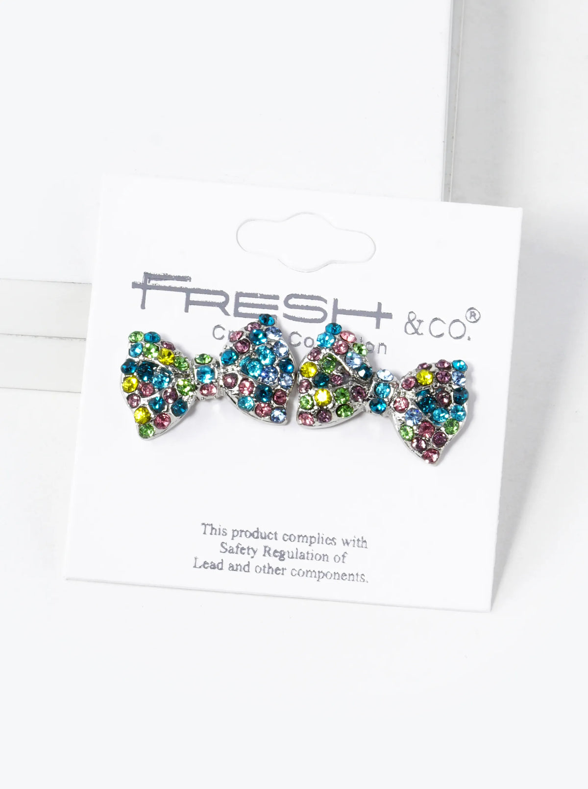 Crystal Pave Ribbon Bow Stud Earrings