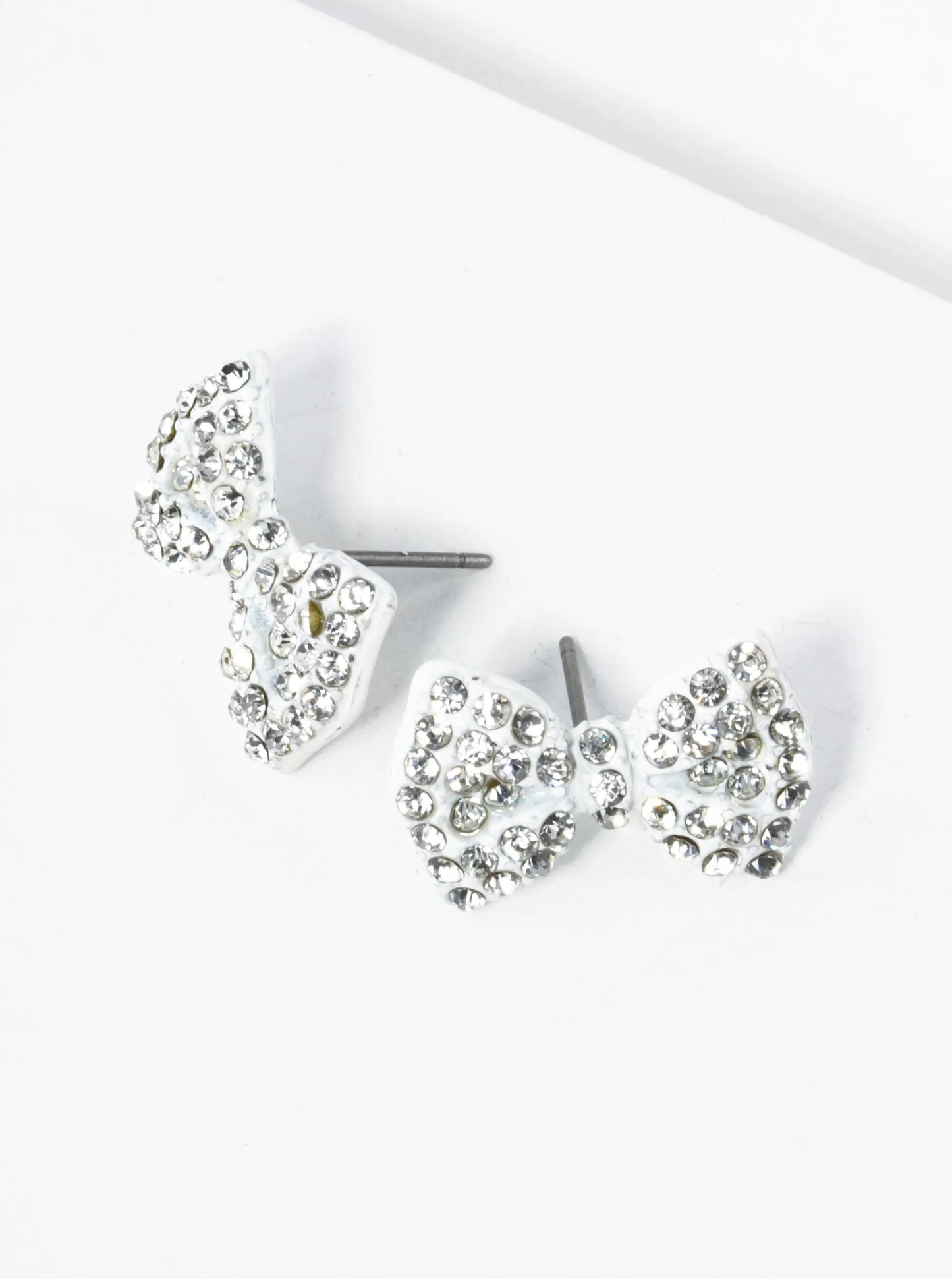 Crystal Pave Ribbon Bow Stud Earrings