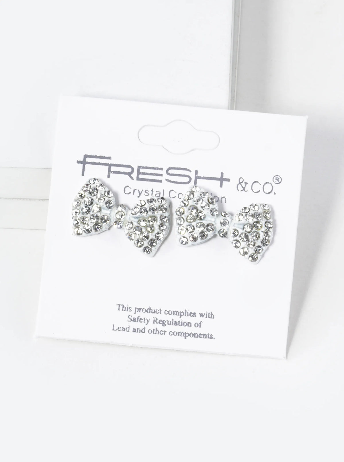 Crystal Pave Ribbon Bow Stud Earrings