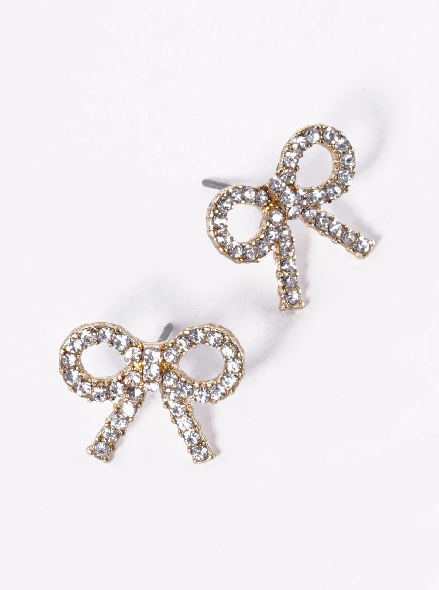 Crystal Pave Ribbon Bow Stud Earrings