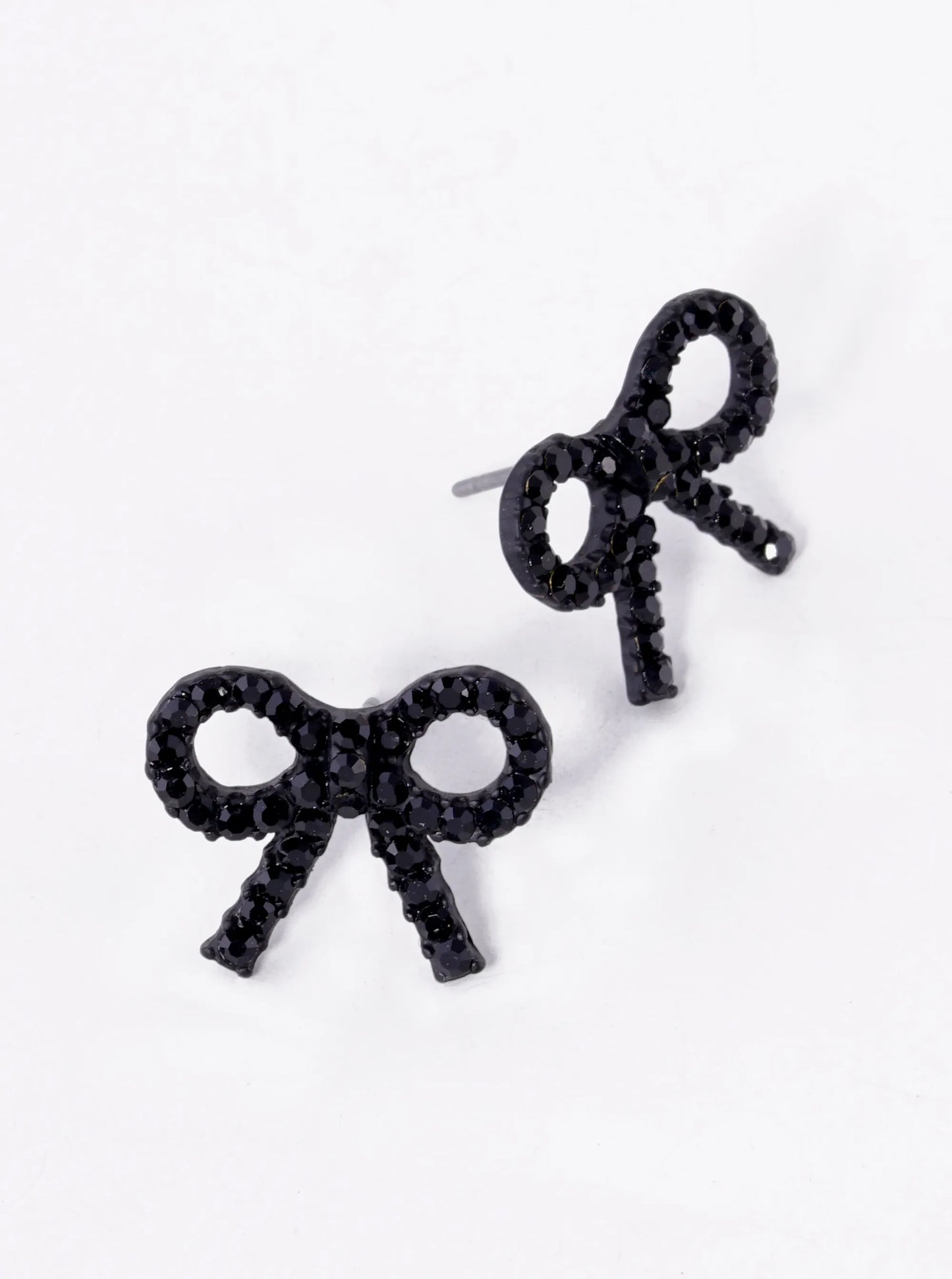 Crystal Pave Ribbon Bow Stud Earrings