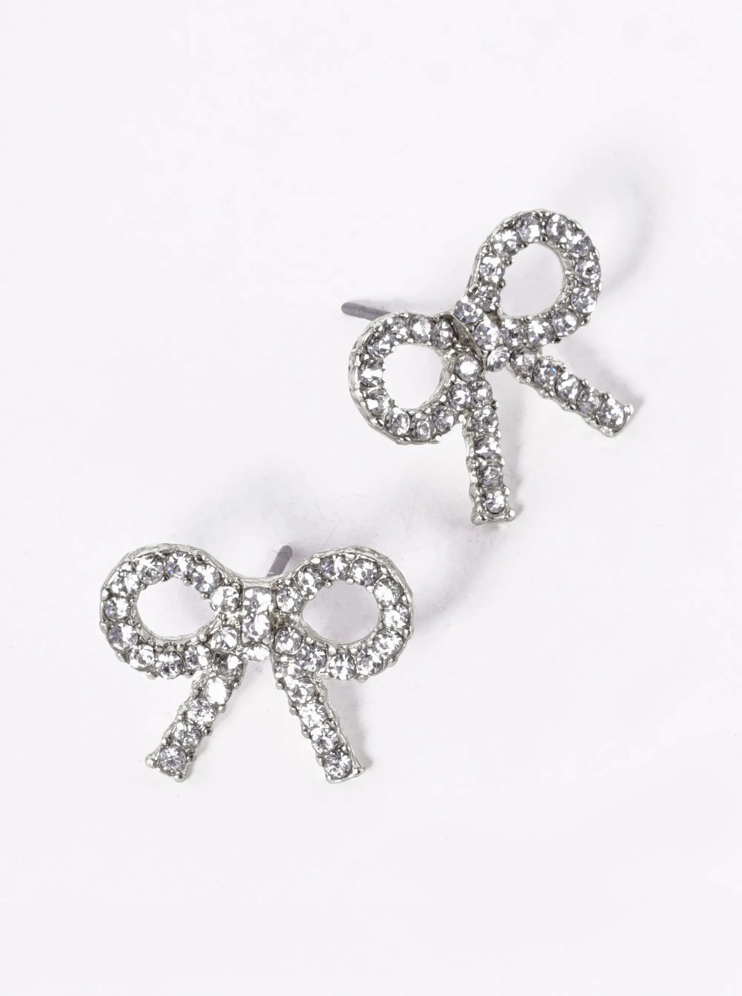 Crystal Pave Ribbon Bow Stud Earrings