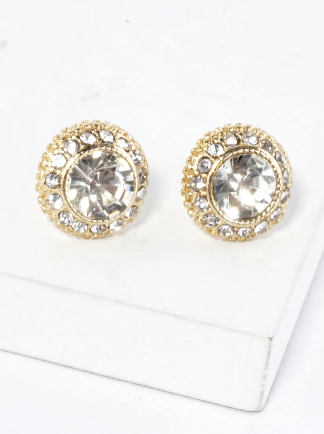 Crystal Pave Round Dome Earrings