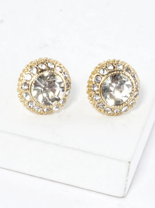 Crystal Pave Round Dome Earrings