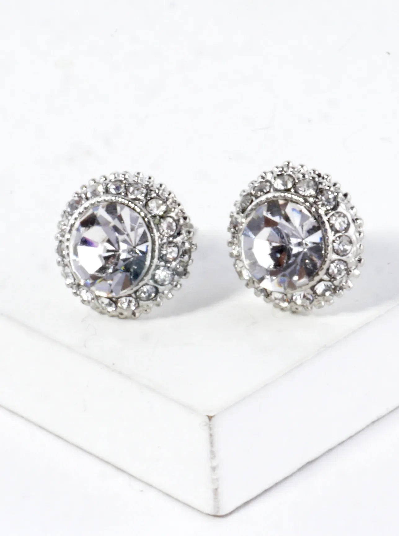 Crystal Pave Round Dome Earrings