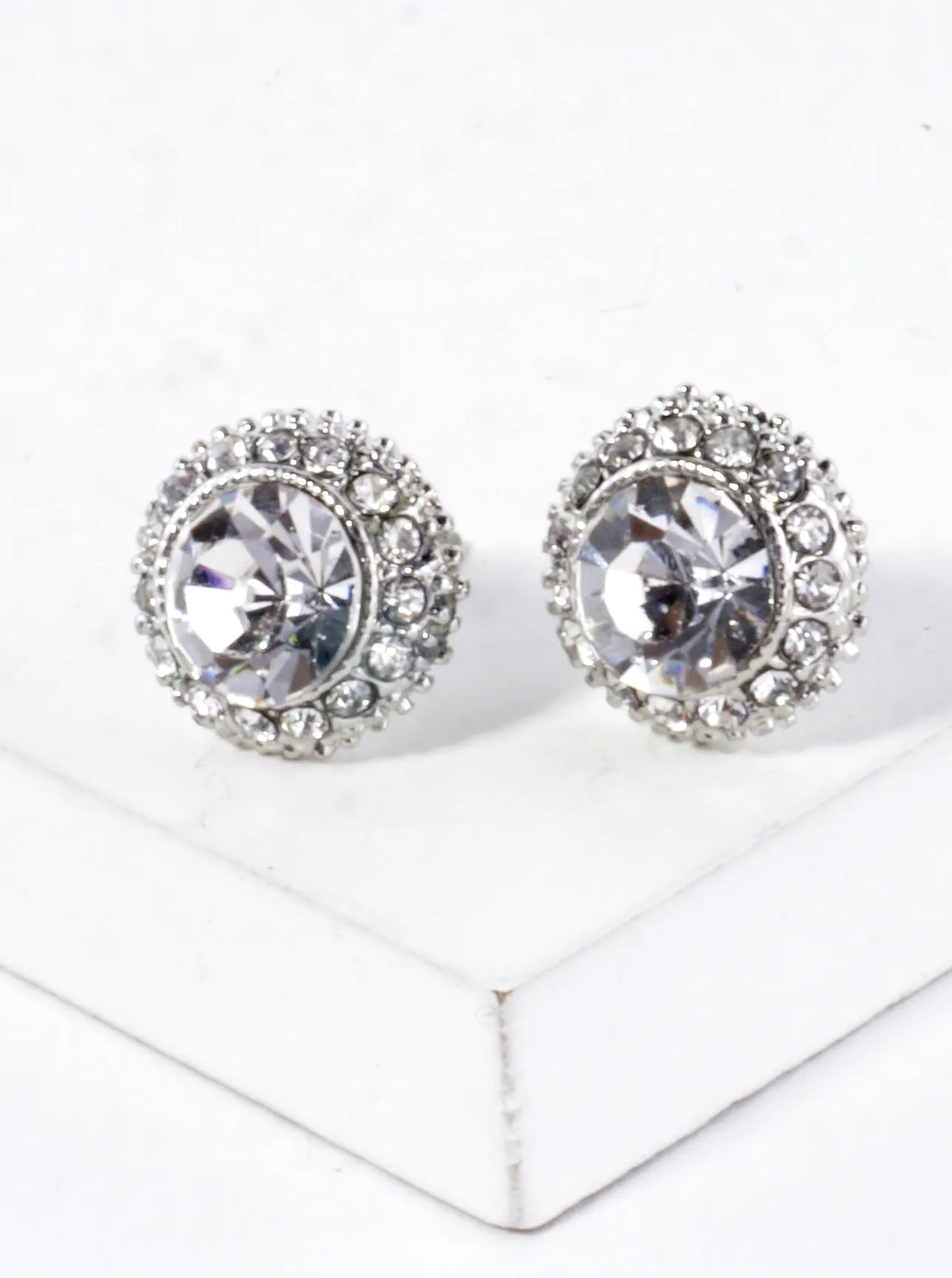 Crystal Pave Round Dome Earrings