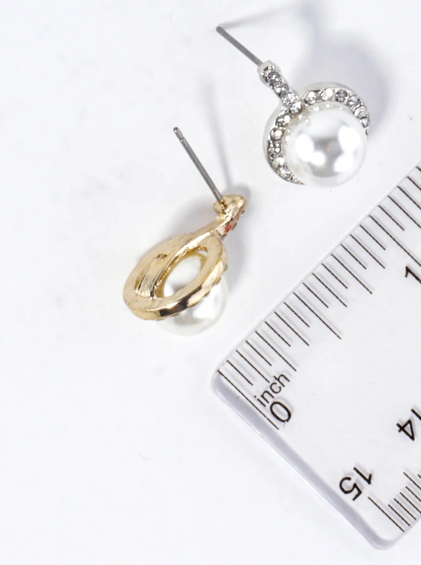 Crystal Pave Round Pearl Dome Drop Earrings