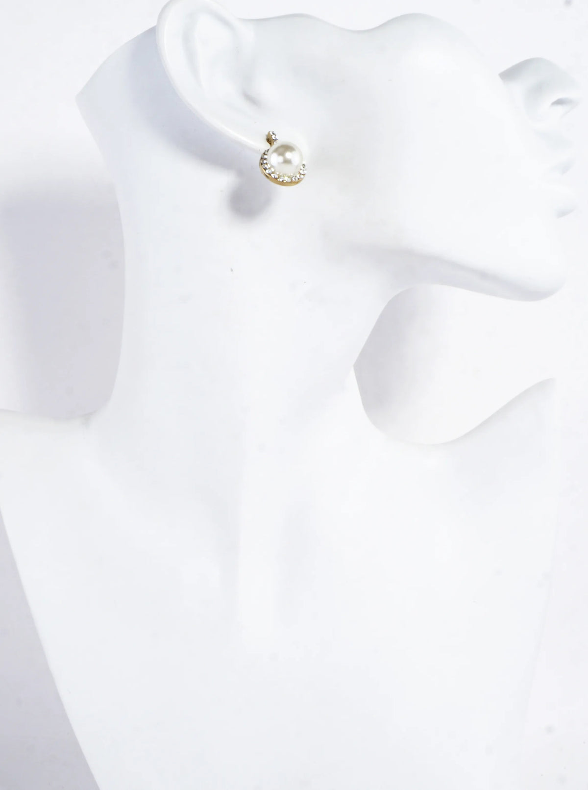 Crystal Pave Round Pearl Dome Drop Earrings