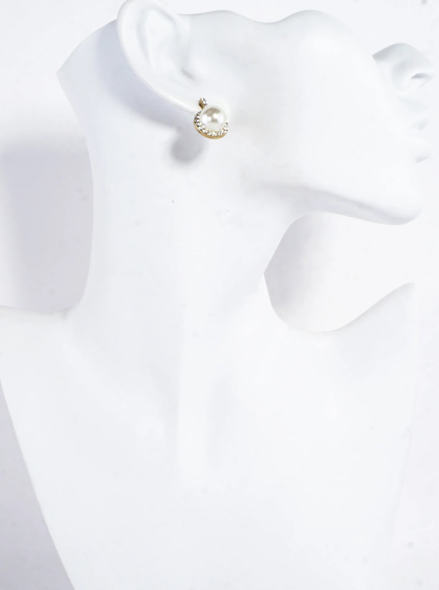 Crystal Pave Round Pearl Dome Drop Earrings