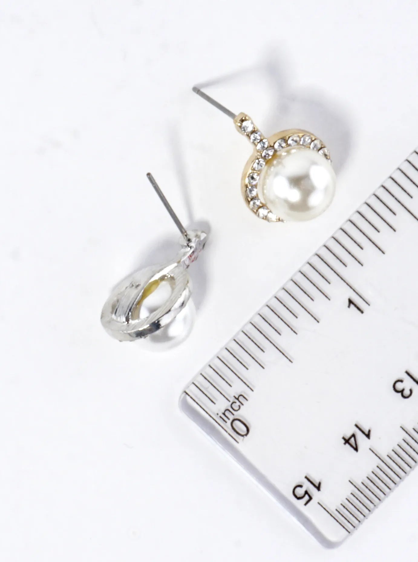 Crystal Pave Round Pearl Dome Drop Earrings
