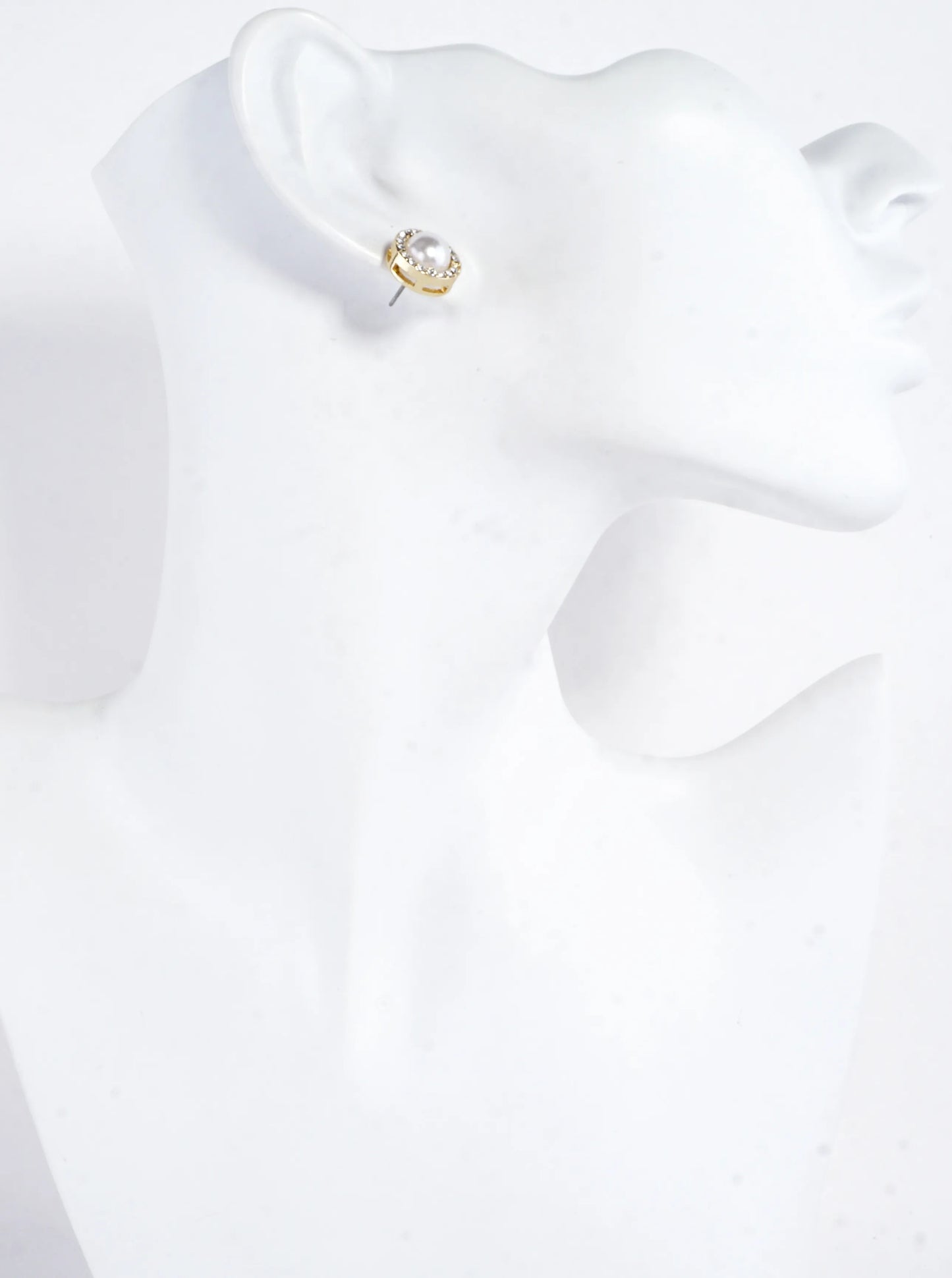 Crystal Pave Round Pearl Dome Earrings