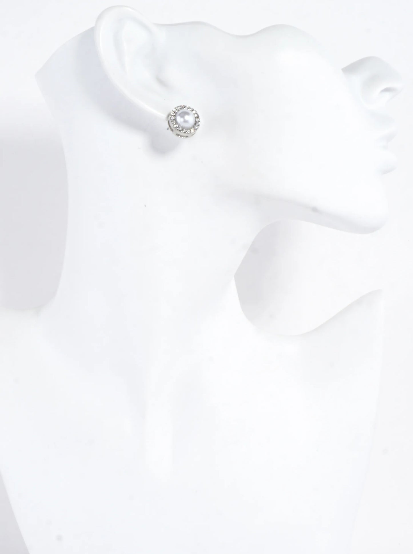 Crystal Pave Round Pearl Dome Earrings