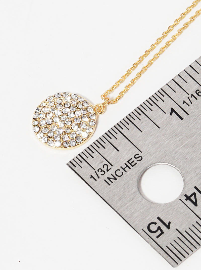 Crystal Pave Round Shaped Pendant Delicate Necklace