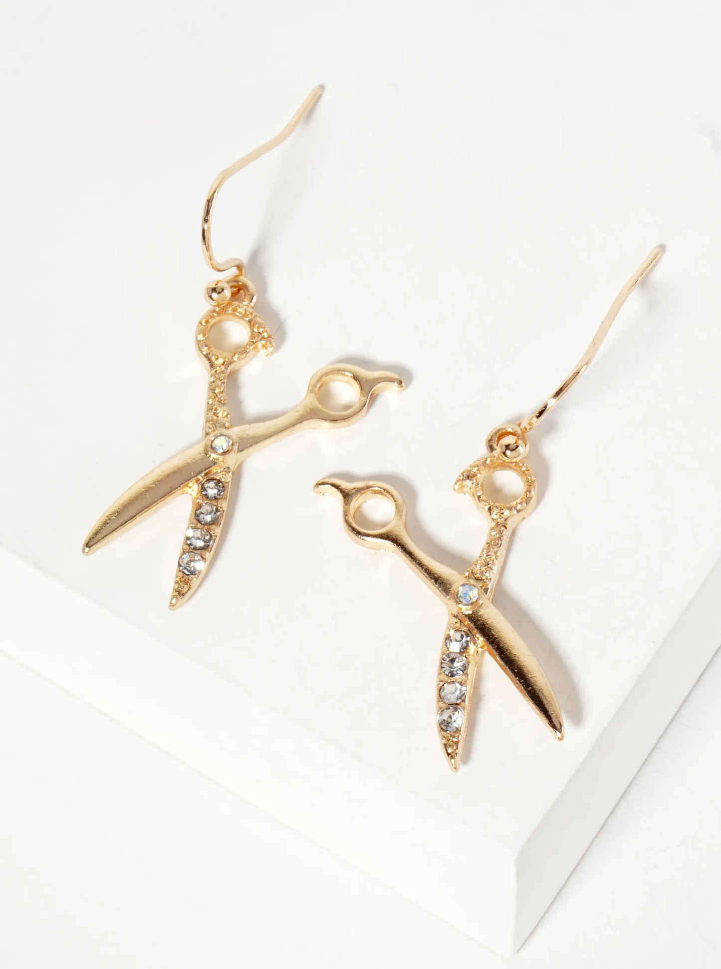 Crystal-Pave Scissors Drop Dangle Earrings