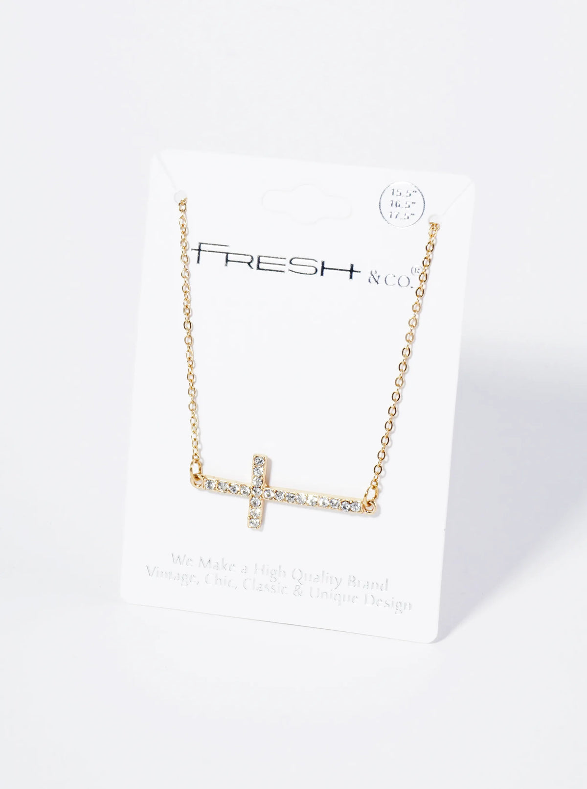 Crystal Pave Sideways Cross Pendant Necklace
