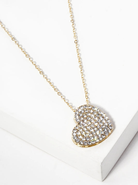 Crystal Pave Sideways Heart Pendant Necklace