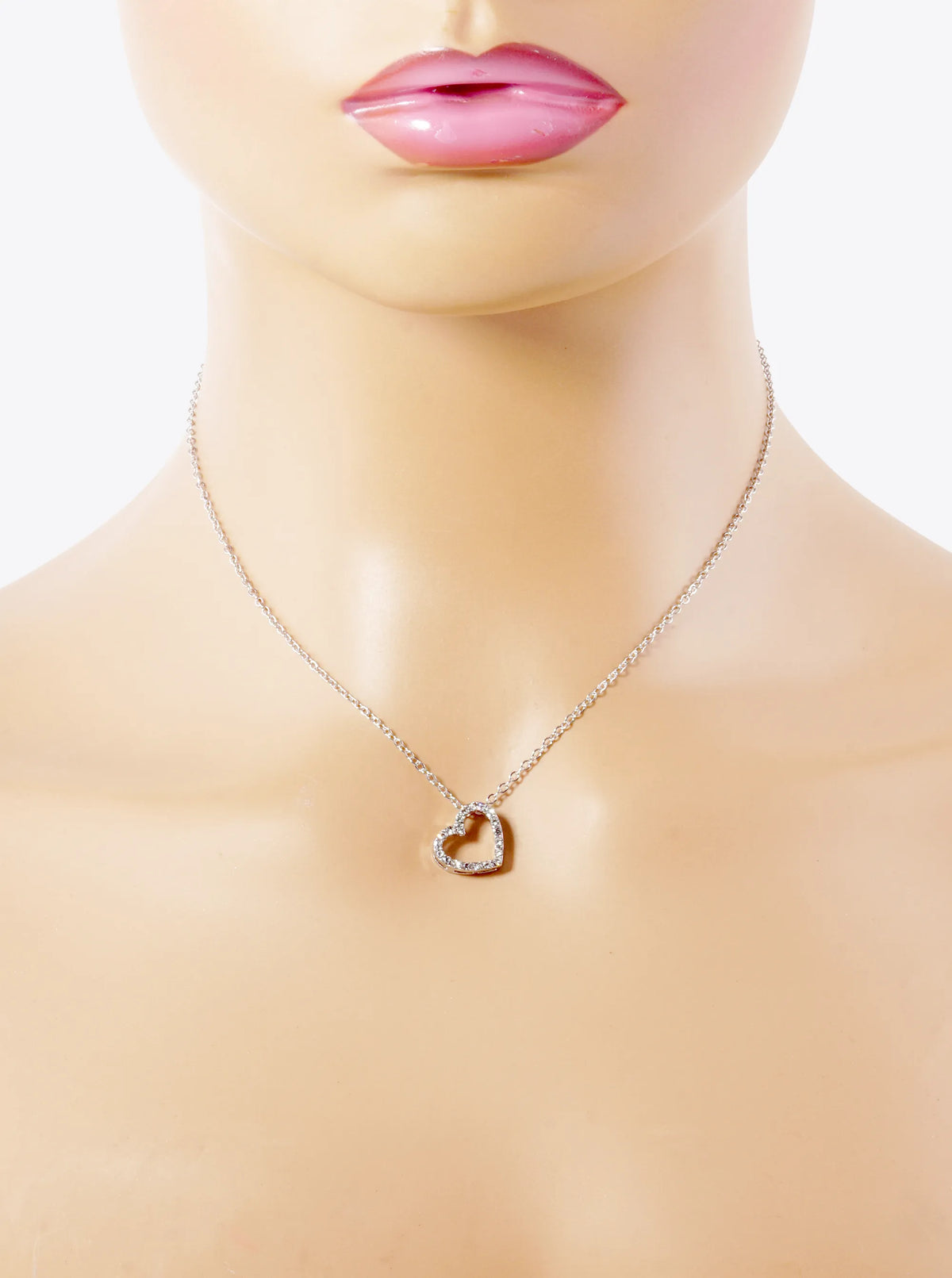 Crystal Pave Sideways Heart Pendant Necklace