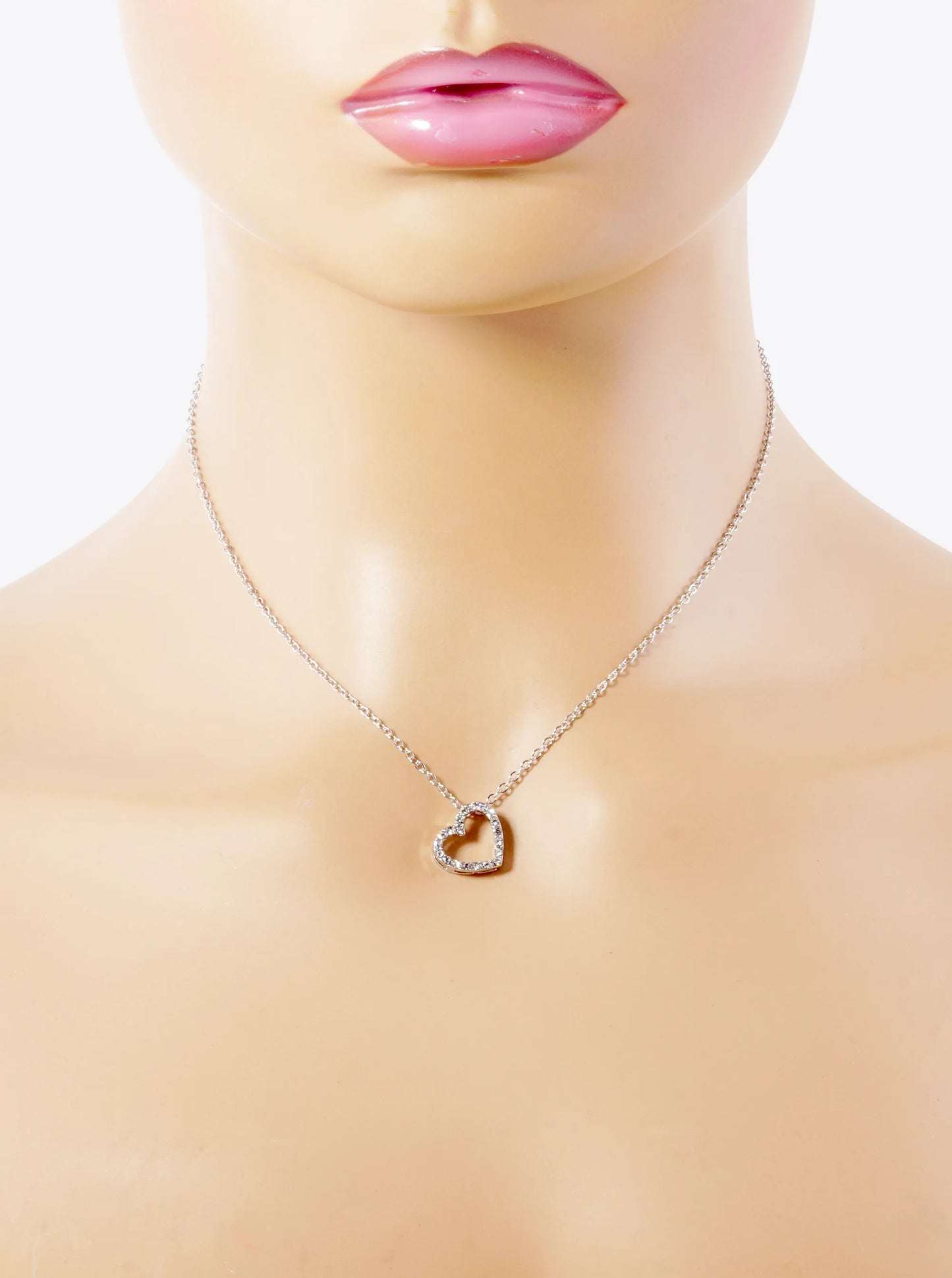 Crystal Pave Sideways Heart Pendant Necklace